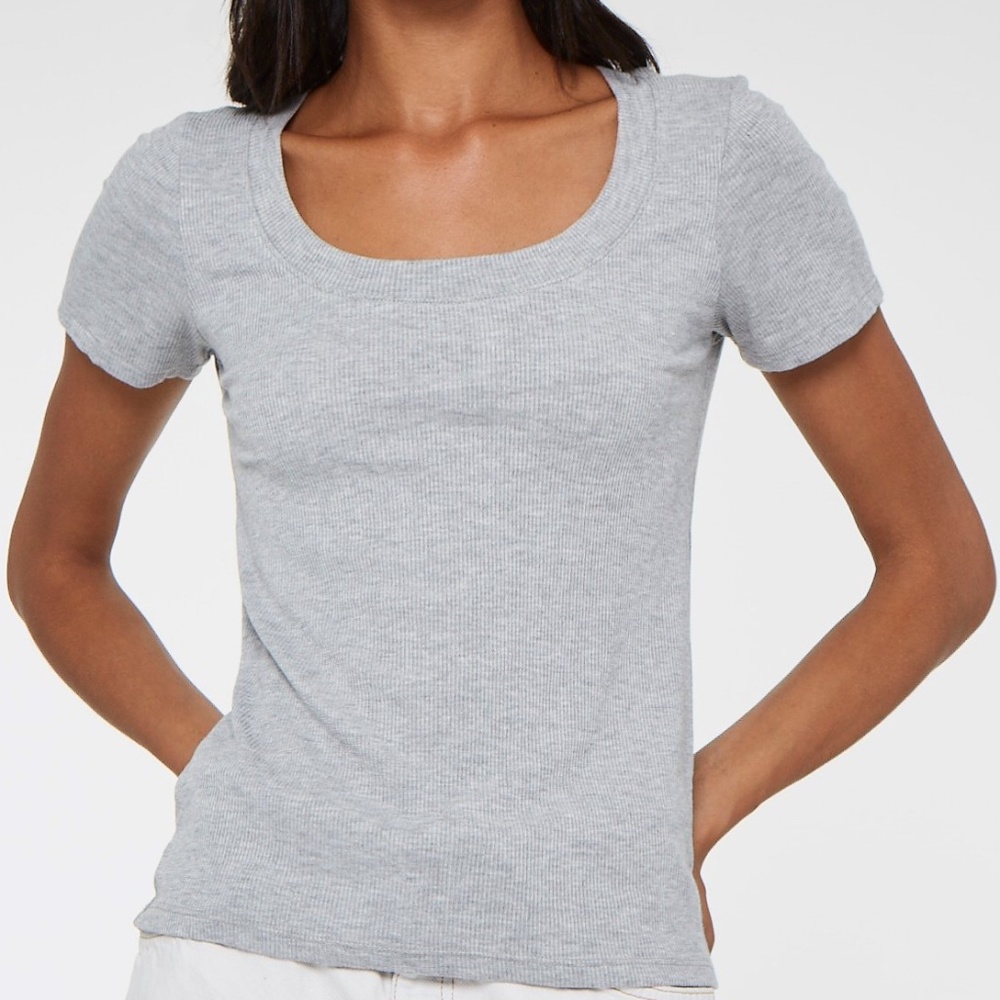 Grey Scoop Neck T